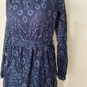 Jaase boho blue lace dress with asymmetrical hem